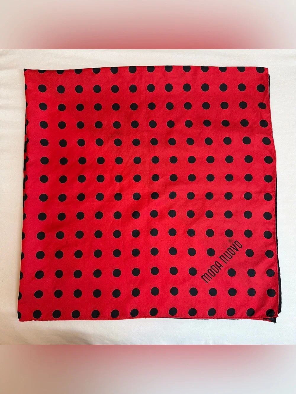 Moda Nuovo Red & Black Polka Dot Scarf 35”x 35”